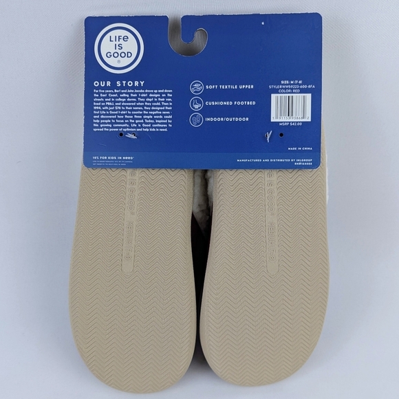 Life Is Good Slippers Winter Snow Bear Cardinal Embroidered Red M (7-8) NWT - Picture 13 of 13